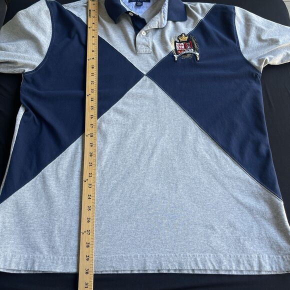 Tommy Hilfiger Mens Polo Shirt XXL 2X Gray Blue Embroidered Logo Crest Y2K - Picture 8 of 9
